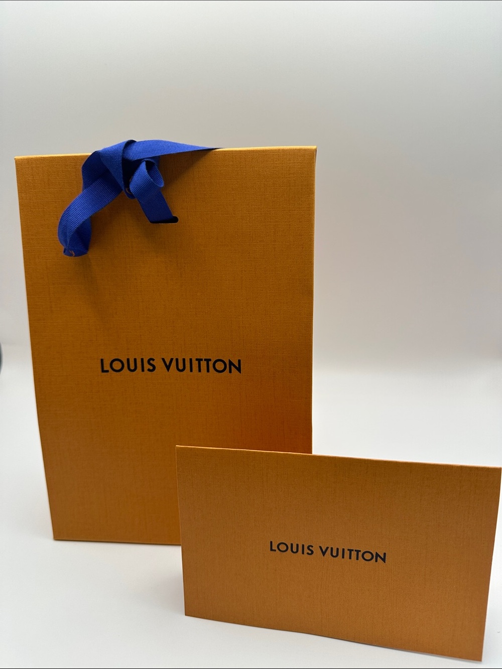 Louis Vuitton Orange Gift Bag with Blue Ribbon and Card